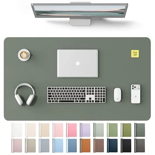 YSAGi Leather Desk Protector, Office Mat, Large Mouse Mat, Non-Slip PU Leather Blotter, Laptop Desk Mat, Waterproof Writing Pad for Office and Home(Dark Green, 40