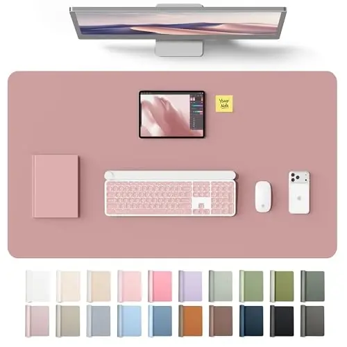 YSAGi Leather Desk Protector, Office Mat, Large Mouse Mat, Non-Slip PU Leather Blotter, Laptop Desk Mat, Waterproof Writing Pad for Office and Home(Pale Mauve, 40