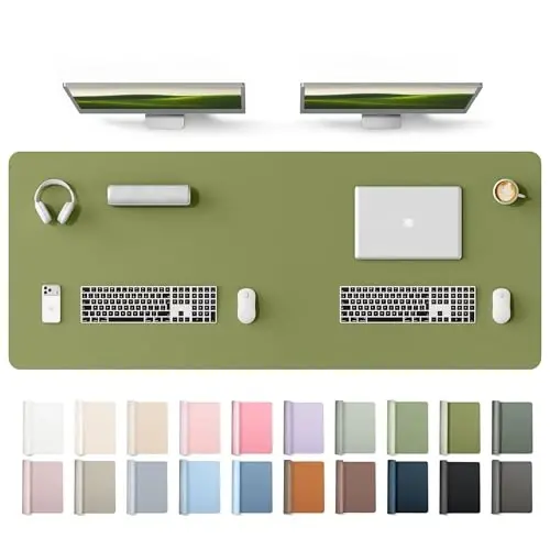 YSAGi Leather Desk Protector, Office Mat, Large Mouse Mat, Non-Slip PU Leather Blotter, Laptop Desk Mat, Waterproof Writing Pad for Office and Home(Green, 63