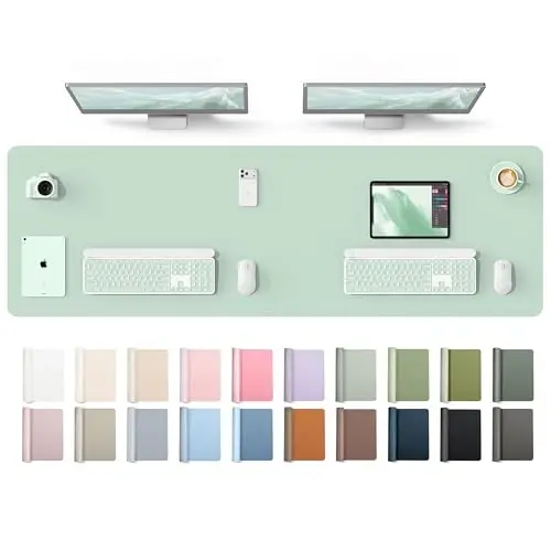 YSAGi Leather Desk Protector, Office Mat, Large Mouse Mat, Non-Slip PU Leather Blotter, Laptop Desk Mat, Waterproof Writing Pad for Office and Home(Pale Green, 63