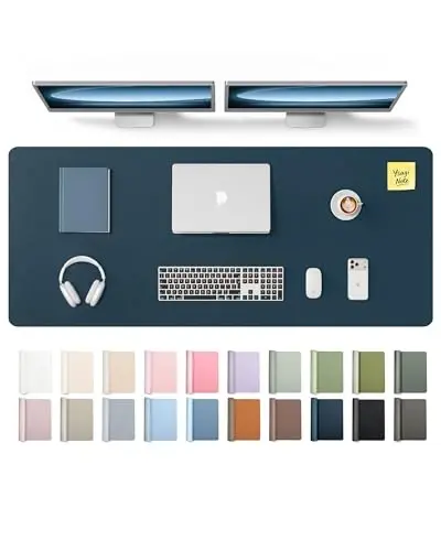 YSAGi Deri Masa Koruyucu Ped, Ofis Masa Matı, Büyük Mouse Pad, Kaymaz PU Deri Masa Altlığı, Laptop Masa Pedi, Ofis ve Ev için Su Geçirmez Masa Yazı Pedi (Koyu Mavi, 55