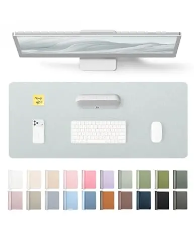 YSAGi Leather Desk Pad Protector, Office Desk Mat, Large Mouse Pad, Non-Slip PU Leather Desk Blotter, Laptop Desk Pad, Waterproof Desk Writing Pad for Office and Home (Silver, 23.6