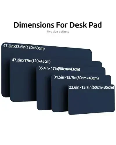 YSAGi Leather Desk Pad Protector, Office Desk Mat, Large Mouse Pad, Non-Slip PU Leather Desk Blotter, Laptop Desk Pad, Waterproof Desk Writing Pad for Office and Home (Dark Blue, 47