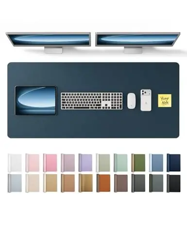 YSAGi Deri Masa Örtüsü Koruyucu, Ofis Masa Matı, Büyük Mouse Pad, Kaymaz PU Deri Masa Altlığı, Laptop Masa Pedi, Ofis ve Ev için Su Geçirmez Masa Yazma Pedi (Koyu Mavi, 47