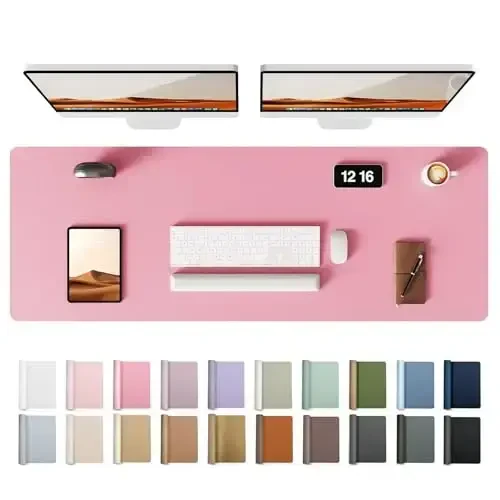 YSAGi Leather Desk Pad Protector, Office Desk Mat, Large Mouse Pad, Non-Slip PU Leather Desk Blotter, Laptop Desk Pad, Waterproof Desk Writing Pad for Office and Home (Pink, 47