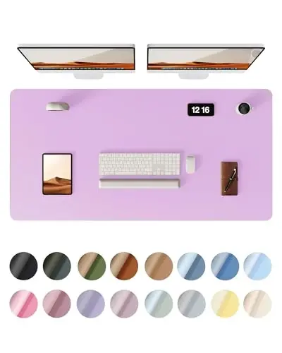 YSAGi Leather Desk Pad Protector, Office Desk Mat, Large Mouse Pad, Non-Slip PU Leather Desk Blotter, Laptop Desk Pad, Waterproof Desk Writing Pad for Office and Home (Taro Purple, 47.2