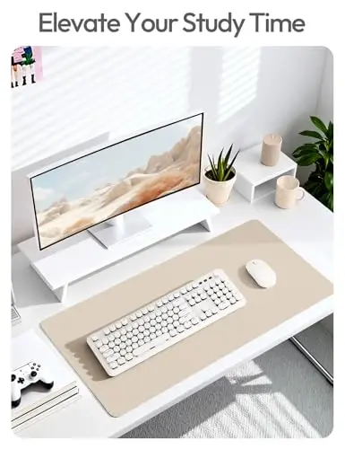 YSAGi Leather Desk Pad Protector, Office Desk Mat, Large Mouse Pad, Non-Slip PU Leather Desk Blotter, Waterproof Laptop Desk Writing Pad for Office and Home (23.6
