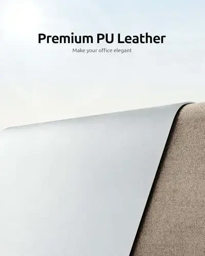 YSAGi Leather Desk Pad Protector, Office Desk Mat, Large Mouse Pad, Non-Slip PU Leather Desk Blotter, Laptop Desk Pad, Waterproof Desk Writing Pad for Office and Home (Silver, 31.5