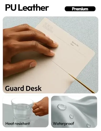 YSAGi Leather Desk Pad Protector, Office Desk Mat, Large Mouse Pad, Non-Slip PU Leather Desk Blotter, Laptop Desk Pad, Waterproof Desk Writing Pad for Office and Home (Silver, 31.5