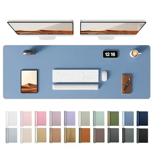 YSAGi Leather Desk Pad Protector, Office Desk Mat, Large Mouse Pad, Non-Slip PU Leather Desk Blotter, Laptop Desk Pad, Waterproof Desk Writing Pad for Office and Home (Blue, 47