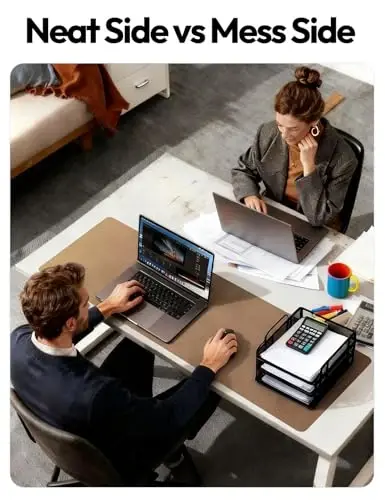 YSAGi Leather Desk Pad Protector, Office Desk Mat, Large Mouse Pad, Non-Slip PU Leather Desk Blotter, Laptop Desk Pad, Waterproof Desk Writing Pad for Office and Home (Shiny Bronze, 47