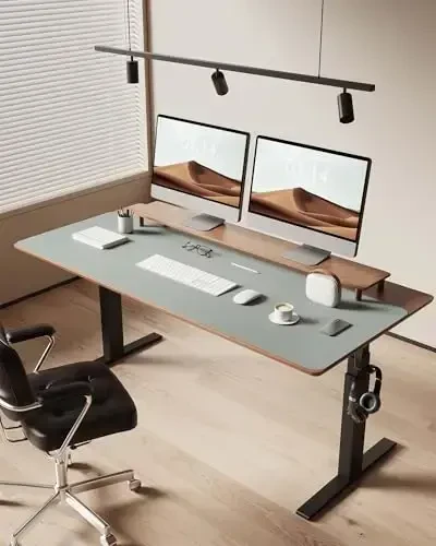 YSAGi Leather Desk Pad Protector, Office Desk Mat, Large Mouse Pad, Non-Slip PU Leather Desk Blotter, Laptop Desk Pad, Waterproof Desk Writing Pad for Office and Home (Grayish Green, 47