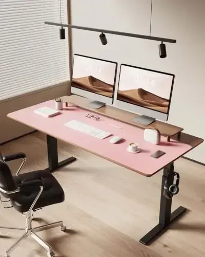 YSAGi Leather Desk Pad Protector, Office Desk Mat, Large Mouse Pad, Non-Slip PU Leather Desk Blotter, Laptop Desk Pad, Waterproof Desk Writing Pad for Office and Home (Light Pink, 47