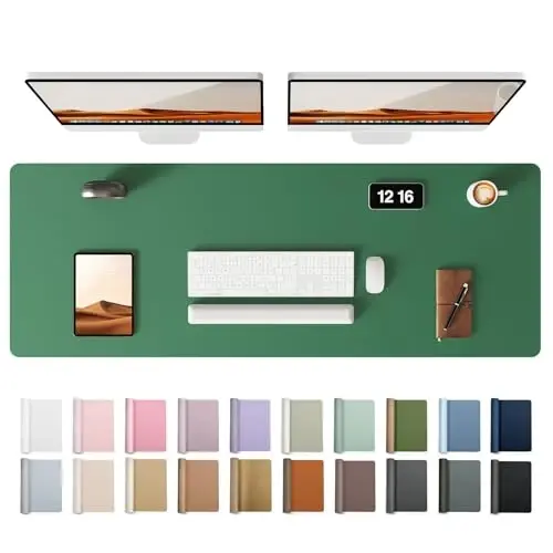 YSAGi Leather Desk Pad Protector, Office Desk Mat, Large Mouse Pad, Non-Slip PU Leather Desk Blotter, Laptop Desk Pad, Waterproof Desk Writing Pad for Office and Home (Jade Green, 47