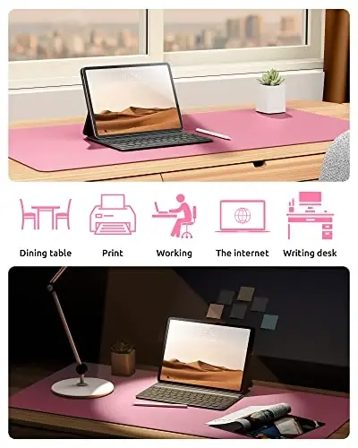 YSAGi Leather Desk Pad Protector, Large Mouse Pad, Non-Slip PU Leather Desk Blotter, Laptop Desk Pad/Mat, Waterproof Writing Pad for Office and Home (23.6