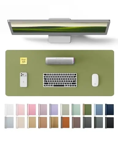 YSAGi Deri Masa Pedi Koruyucu, Ofis Masa Matı, Büyük Fare Altlığı, Kaymaz PU Deri Masa Silgisi, Dizüstü Bilgisayar Masa Pedi, Su Geçirmez Masa Yazma Pedi Ofis ve Ev İçin (Yeşil, 23.6