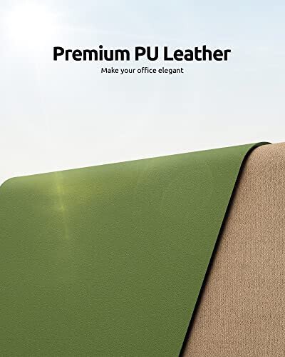 YSAGi Leather Desk Protector, Office Mat, Large Mouse Mat, Non-Slip PU Leather Blotter, Laptop Desk Pad, Waterproof Writing Pad for Office and Home (Green, 23.6