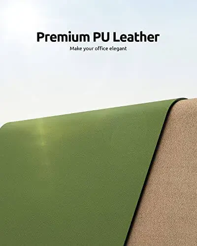 YSAGi Leather Desk Protector, Office Mat, Large Mouse Mat, Non-Slip PU Leather Blotter, Laptop Desk Pad, Waterproof Writing Pad for Office and Home (Green, 23.6