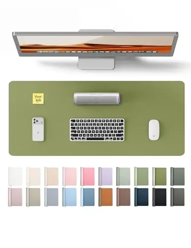 YSAGi Leather Desk Protector, Office Mat, Large Mouse Mat, Non-Slip PU Leather Blotter, Laptop Desk Pad, Waterproof Writing Pad for Office and Home (Green, 23.6