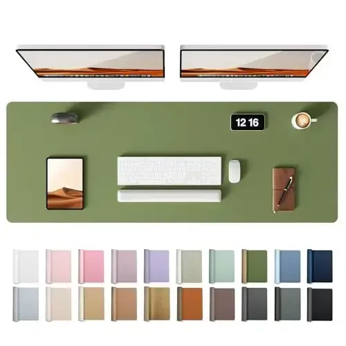 YSAGi Leather Desk Pad Protector, Office Desk Mat, Large Mouse Pad, Non-Slip PU Leather Desk Blotter, Laptop Desk Pad, Waterproof Desk Writing Pad for Office and Home (Green, 47