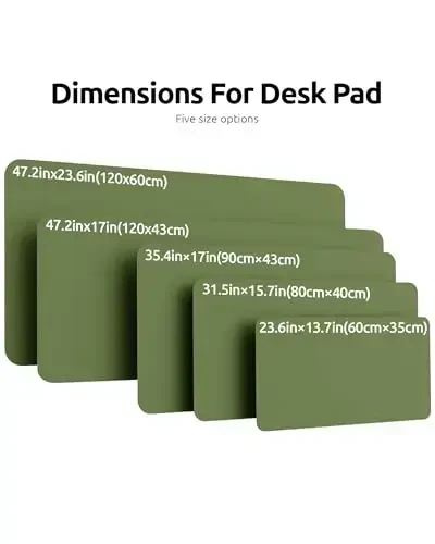 YSAGi Leather Desk Pad Protector, Office Desk Mat, Large Mouse Pad, Non-Slip PU Leather Desk Blotter, Laptop Desk Pad, Waterproof Desk Writing Pad for Office and Home (Green, 47