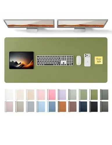 YSAGi Leather Desk Pad Protector, Office Desk Mat, Large Mouse Pad, Non-Slip PU Leather Desk Blotter, Laptop Desk Pad, Waterproof Desk Writing Pad for Office and Home (Green, 47