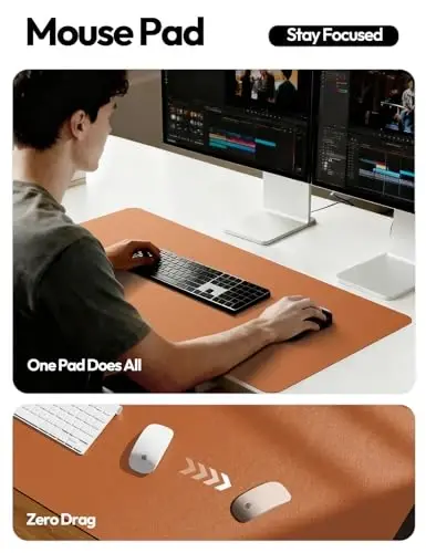 YSAGi Desk Pad Protector, Large Mouse Mat, Non-Slip PU Leather Waterproof Laptop Desk Blotter/ Writing Pad for Office and Home (23.6