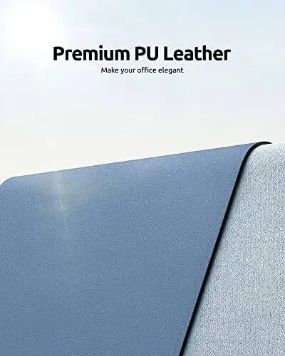 YSAGi Leather Desk Protector, Office Mat, Large Mouse Mat, Non-Slip PU Leather Blotter, Laptop Desk, Waterproof Writing Pad for Office and Home (Blue, 23.6