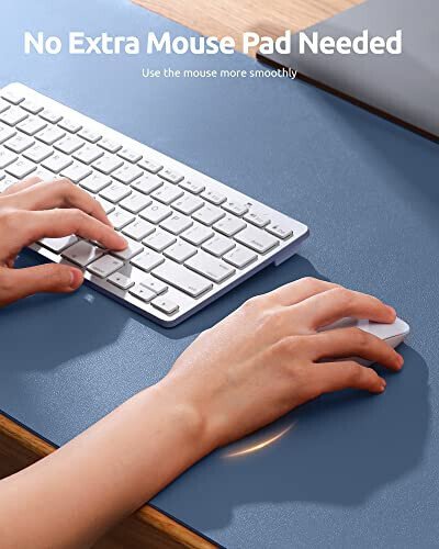 YSAGi Leather Desk Protector, Office Mat, Large Mouse Mat, Non-Slip PU Leather Blotter, Laptop Desk, Waterproof Writing Pad for Office and Home (Blue, 23.6