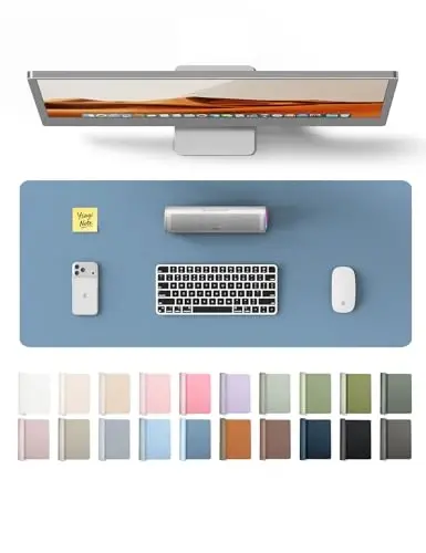 YSAGi Leather Desk Protector, Office Mat, Large Mouse Mat, Non-Slip PU Leather Blotter, Laptop Desk, Waterproof Writing Pad for Office and Home (Blue, 23.6