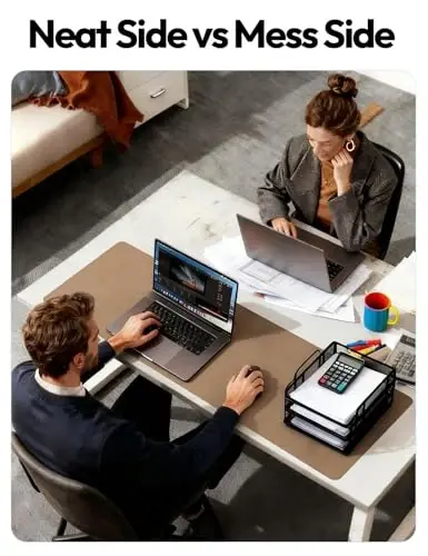 YSAGi Leather Desk Pad Protector, Office Mat, Large Mouse Pad, Non-Slip PU Blotter, Laptop Waterproof Writing for and Home (23.6