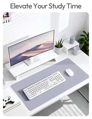 YSAGi Leather Desk Pad Protector, Office Desk Mat, Large Mouse Pad, Non-Slip PU Leather Desk Blotter, Laptop Desk Pad, Waterproof Desk Writing Pad for Office and Home (Soft Lavender, 23.6