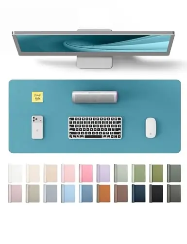 YSAGi Deri Masa Üstü Koruyucu, Ofis Masa Matı, Büyük Mouse Pad, Kaymaz PU Deri Masa Altlığı, Dizüstü Bilgisayar Masa Matı, Ofis ve Ev için Su Geçirmez Masa Yazı Matı (Turkuaz, 23.6