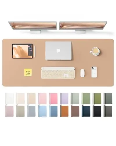 YSAGi Deri Masa Üstü Koruyucu, Ofis Masa Matı, Büyük Mouse Pad, Kaymaz PU Deri Masa Altlığı, Dizüstü Bilgisayar Masa Pedi, Ofis ve Ev için Su Geçirmez Masa Yazı Pedi (Latte, 55