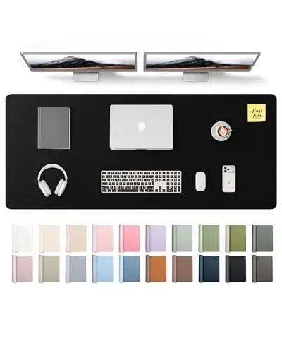 YSAGi Leather Desk Pad Protector, Office Desk Mat, Large Mouse Pad, Non-Slip PU Leather Desk Blotter, Laptop Desk Pad, Waterproof Desk Writing Pad for Office and Home (Black,55