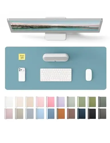 YSAGi Leather Desk Pad Protector, Office Desk Mat, Large Mouse Pad, Non-Slip PU Leather Desk Blotter, Laptop Desk Pad, Waterproof Desk Writing Pad for Office and Home (Aquamarine, 23.6