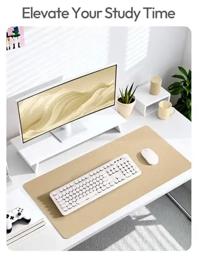 YSAGi Leather Desk Pad Protector, Office Desk Mat, Large Mouse Pad, Non-Slip PU Leather Desk Blotter, Laptop Desk Pad, Waterproof Desk Writing Pad for Office and Home (Gold,47