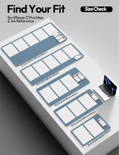 YSAGi Кожаный Настольный Коврик-Протектор, Офисный Настольный Коврик, Большой Коврик для Мыши, Нескользящий Кожаный PU Настольный Блоттер, Настольный Коврик для Ноутбука, Водонепроницаемый Настольный Коврик для Письма для Офиса и Дома (Синий, 47