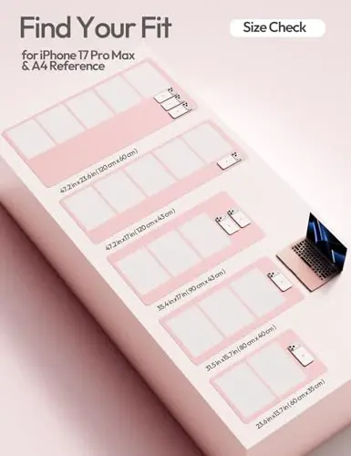 YSAGi Кожаный настольный протектор, коврик для офиса, большой коврик для мыши, нескользящий блокнот из искусственной кожи, подкладка для ноутбука, водонепроницаемый блокнот для письма для офиса и дома (светло-розовый, 23,6 x 13,8 дюйма) - 5