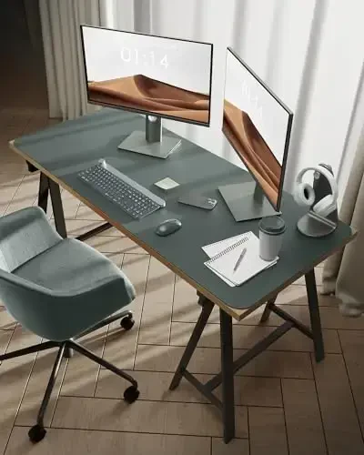 YSAGi Кожаный настольный протектор, офисный коврик, большой коврик для мыши, нескользящий блокнот из искусственной кожи, подкладка для ноутбука, водонепроницаемый письменный стол для офиса и дома (темно-зеленый, 47,2