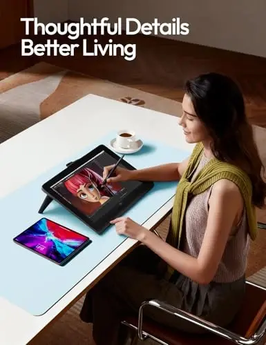 YSAGi Leather Desk Protector, Office Mat, Large Mouse Mat, Non-Slip PU Leather Blotter, Laptop Pad, Waterproof Writing Pad for Office and Home (Baby Blue, 47