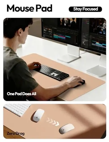 YSAGi Кожаный протектор для стола, офисный коврик, большой коврик для мыши, нескользящая подкладка из искусственной кожи, подставка для ноутбука, водонепроницаемый коврик для письма для офиса и дома (латте, 31,5