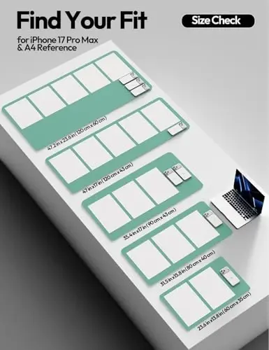 YSAGi Кожаный Защитник Стола, Офисный Коврик, Большой Коврик для Мыши, Нескользящая Подложка из ПУ Кожи, Подкладка для Ноутбука, Водонепроницаемый Письменный Коврик для Офиса и Дома (Зелено-Синий, 120 x 60 см) - 5