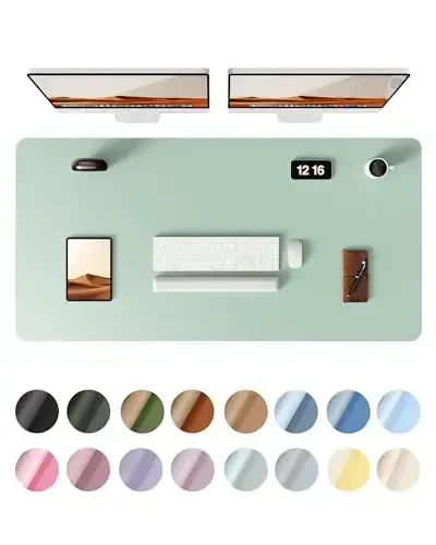 YSAGi Leather Desk Protector, Office Mat, Large Mouse Mat, Non-Slip PU Leather Blotter, Laptop Desk Pad, Waterproof Writing Pad for Office and Home (Pale Green, 47.2