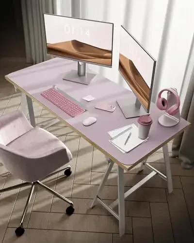 YSAGi Кожаный защитный коврик для стола, офисный коврик, большой коврик для мыши, нескользящий коврик из искусственной кожи, коврик для ноутбука, водонепроницаемый коврик для письма для офиса и дома (серовато-лавандовый, 120 x 60 см) - YSAGI (1)