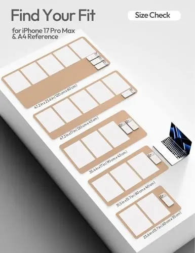 YSAGi Кожаный защитный коврик для стола, офисный коврик, большой коврик для мыши, нескользящий кожаный протектор из полиуретана, коврик для ноутбука, водонепроницаемый письменный стол для офиса и дома (латте, 120 x 59 см) - 5