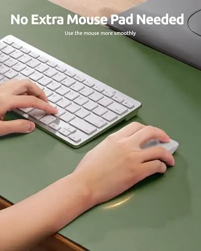 YSAGi Leather Desk Pad Protector, Office Desk Mat, Large Mouse Pad, Non-Slip PU Leather Desk Blotter, Laptop Desk Pad, Waterproof Desk Writing Pad for Office and Home (Bamboo Green, 23.6