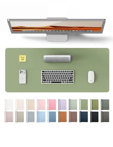 YSAGi Leather Desk Pad Protector, Office Desk Mat, Large Mouse Pad, Non-Slip PU Leather Desk Blotter, Laptop Desk Pad, Waterproof Desk Writing Pad for Office and Home (Bamboo Green, 23.6