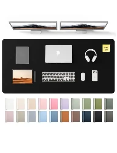 YSAGi Leather Desk Pad Protector, Office Desk Mat, Large Mouse Pad, Non-Slip PU Leather Desk Blotter, Laptop Desk Pad, Waterproof Desk Writing Pad for Office and Home (Black, 55
