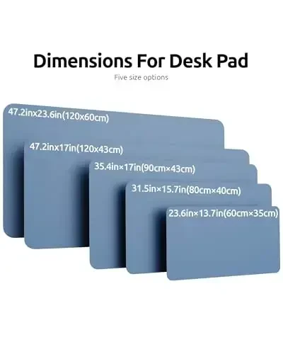 YSAGi Leather Desk Pad Protector, Office Desk Mat, Large Mouse Pad, Non-Slip PU Leather Desk Blotter, Laptop Desk Pad, Waterproof Desk Writing Pad for Office and Home (Blue, 47